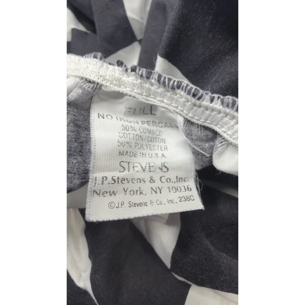 Stevens Sheet Set Checkered Black White Check Full Flat No Iron Percale Sheets